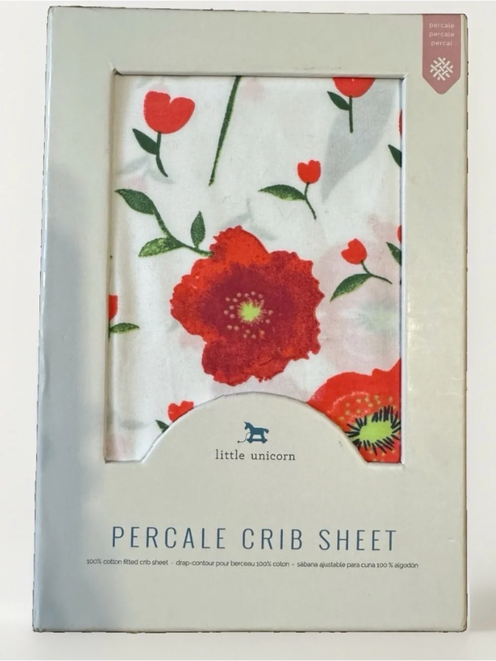 Percale Crib Sheet in Red Floral